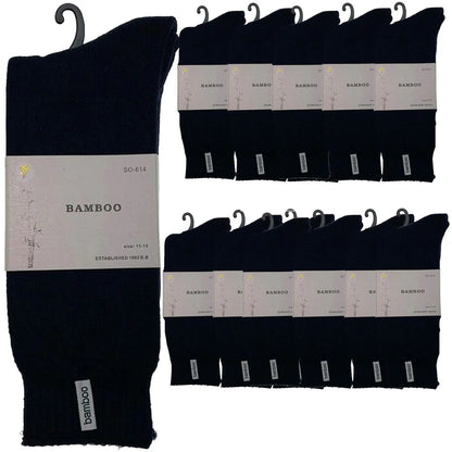 12 Pairs PREMIUM BAMBOO SOCKS Mens Heavy Duty Thick Work Socks BULK Cushion - Navy Blue - Image 2
