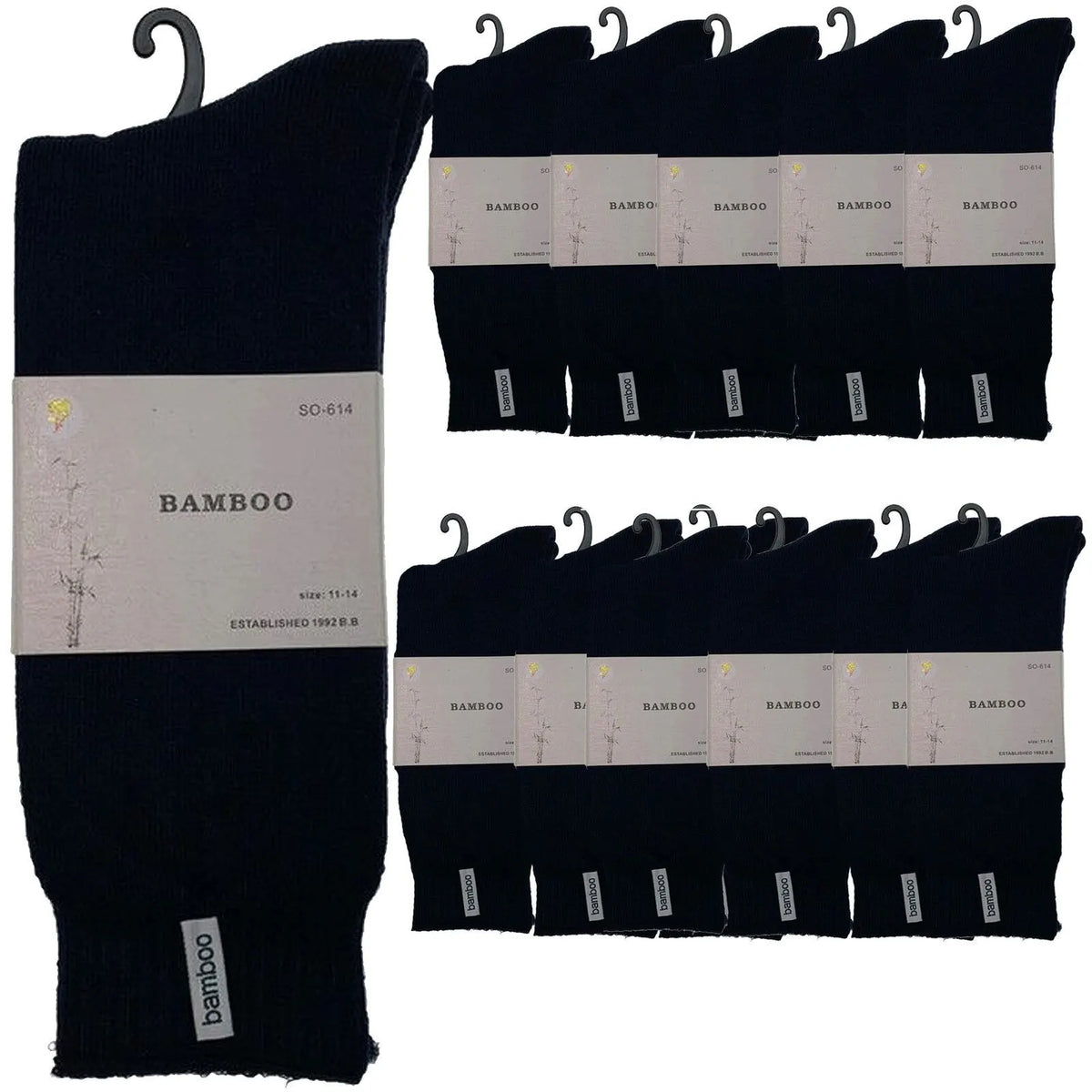 12 Pairs PREMIUM BAMBOO SOCKS Mens Heavy Duty Thick Work Socks BULK Cushion - Navy Blue - Image 5