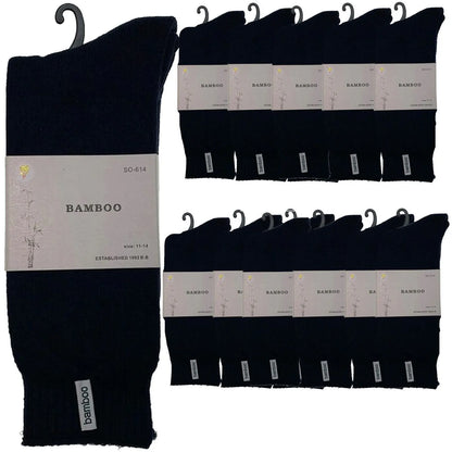 12 Pairs PREMIUM BAMBOO SOCKS Mens Heavy Duty Thick Work Socks BULK Cushion - Navy Blue - Image 5