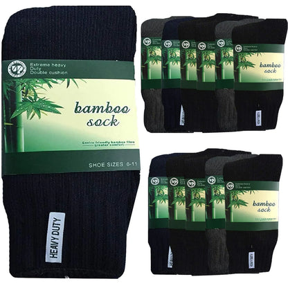 12 Pairs BAMBOO SOCKS Mens Heavy Duty Premium Thick Work Socks Cushion BULK - Assorted Colour Pack - Image 3