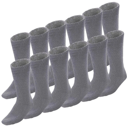 12 Pairs BAMBOO SOCKS Mens Heavy Duty Premium Thick Work Socks Cushion BULK - Charcoal Grey - Image 2