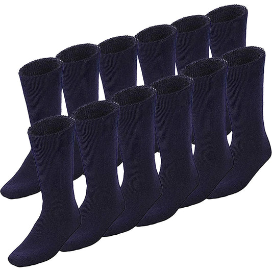12 Pairs BAMBOO SOCKS Mens Heavy Duty Premium Thick Work Socks Cushion BULK - Navy Blue