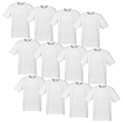 12X BULK Plain T Shirt 100% COTTON Assorted Colours S - XXL Mens Womens Top - White