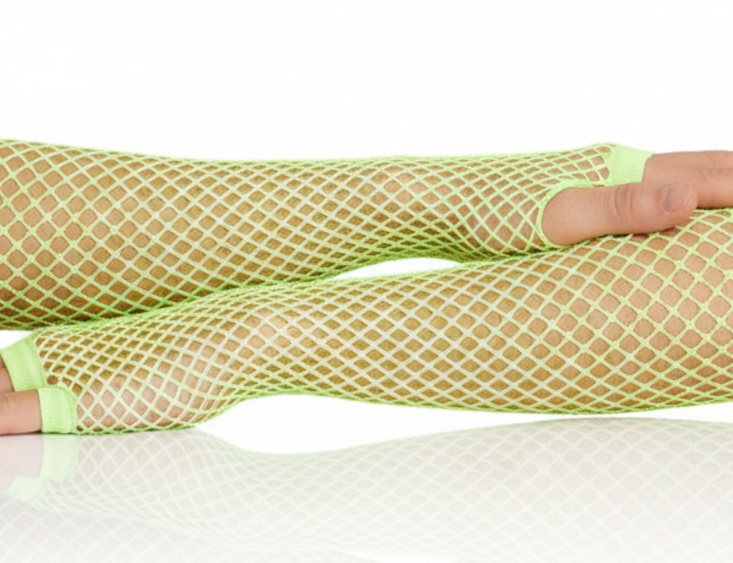 12x Long Elbow Length Fishnet Gloves Fingerless 70s 80s Womens Costume Party Bulk in Fluro Yellow - Image 3