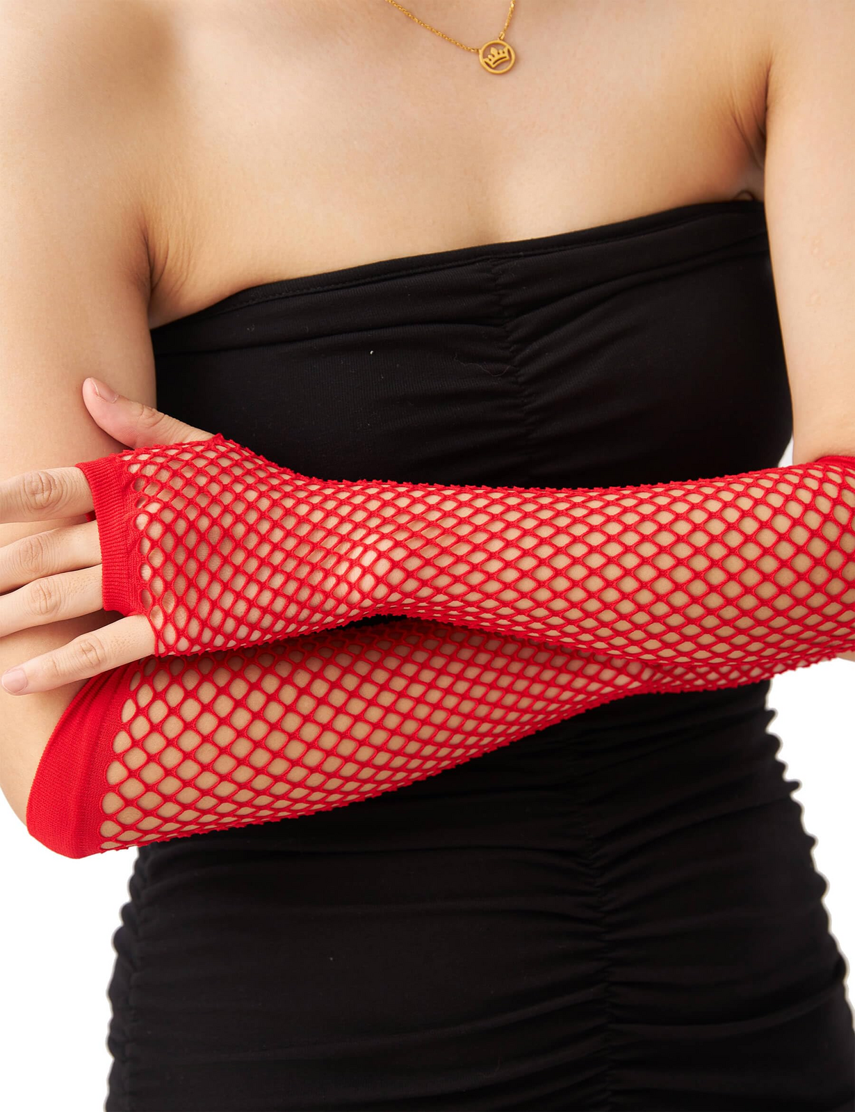 12x Long Elbow Length Fishnet Gloves Fingerless 70s 80s Womens Costume Party Bulk in Red - Image 3