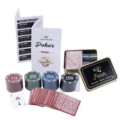 Mini Poker Set Ready To Play Travel Set Card Game in Gift Tin Box - Image 2