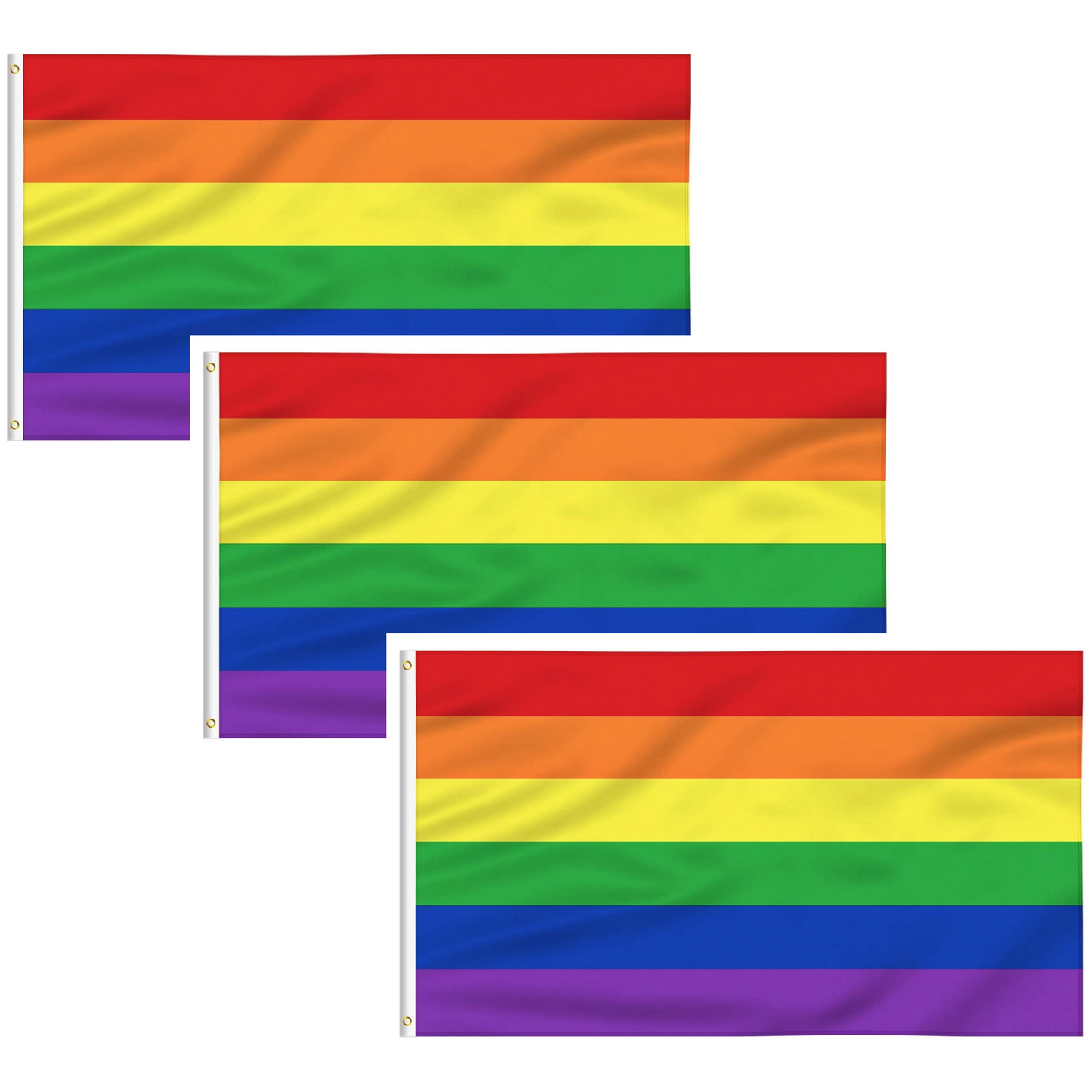 3x DELUXE RAINBOW GAY PRIDE FLAG Banner 150x90cm 3x5ft w Metal Eyelets BULK - Image 2