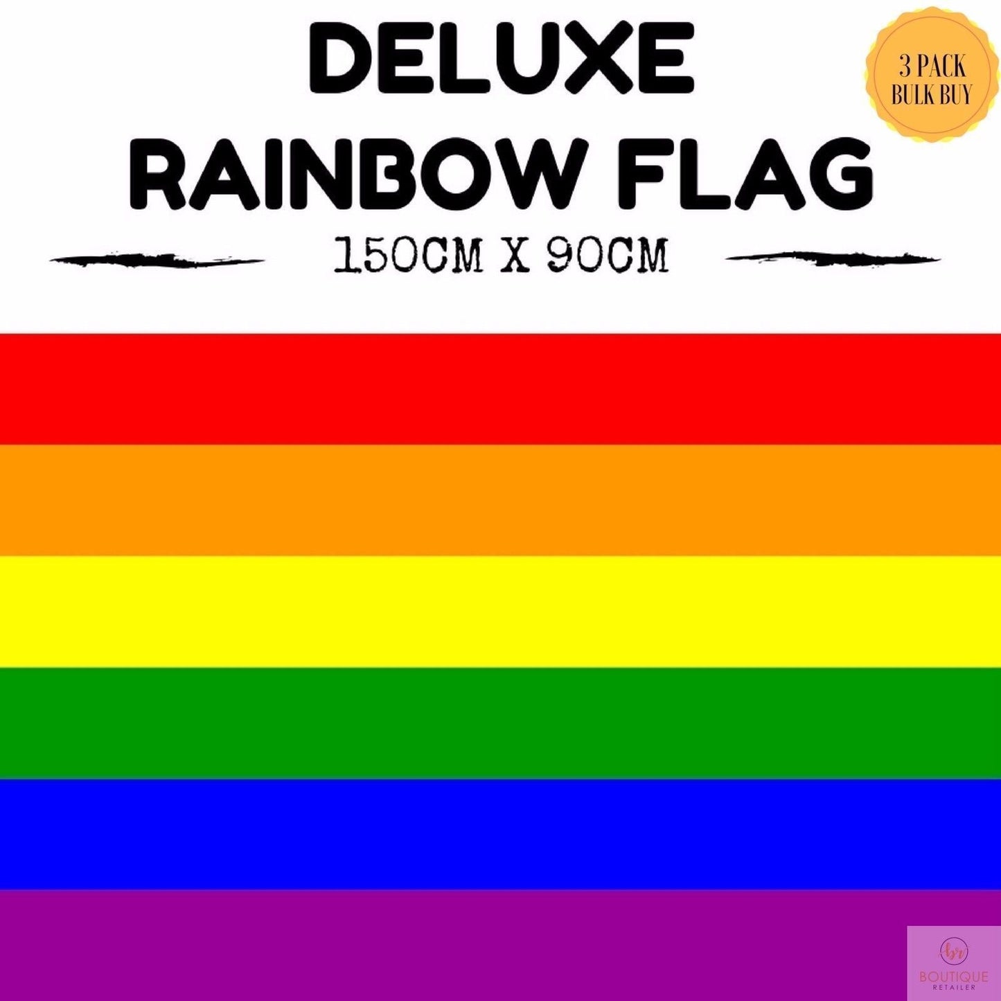 3x DELUXE RAINBOW GAY PRIDE FLAG Banner 150x90cm 3x5ft w Metal Eyelets BULK - Image 7