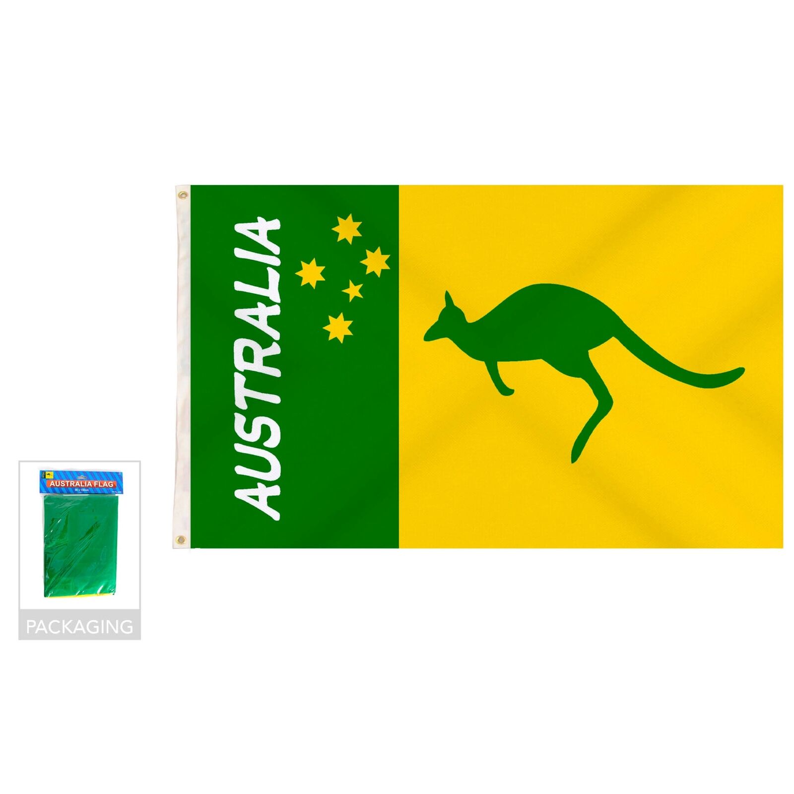 12x Australian Green and Gold/Yellow Flag w/ Kangaroo – 90x150cm Australia Day - Image 3