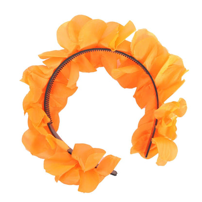 Hawaiian Flower Headband Wreath in Orange – Tropical Luau Costume Accessory - Image 3
