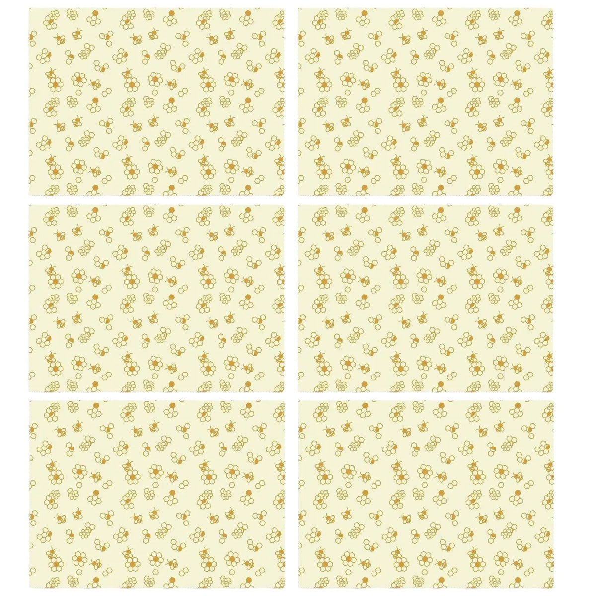 6x Karlstert Natural Beeswax Honeycomb Food Wrap in Honeybee Print 43 x 58.5cm