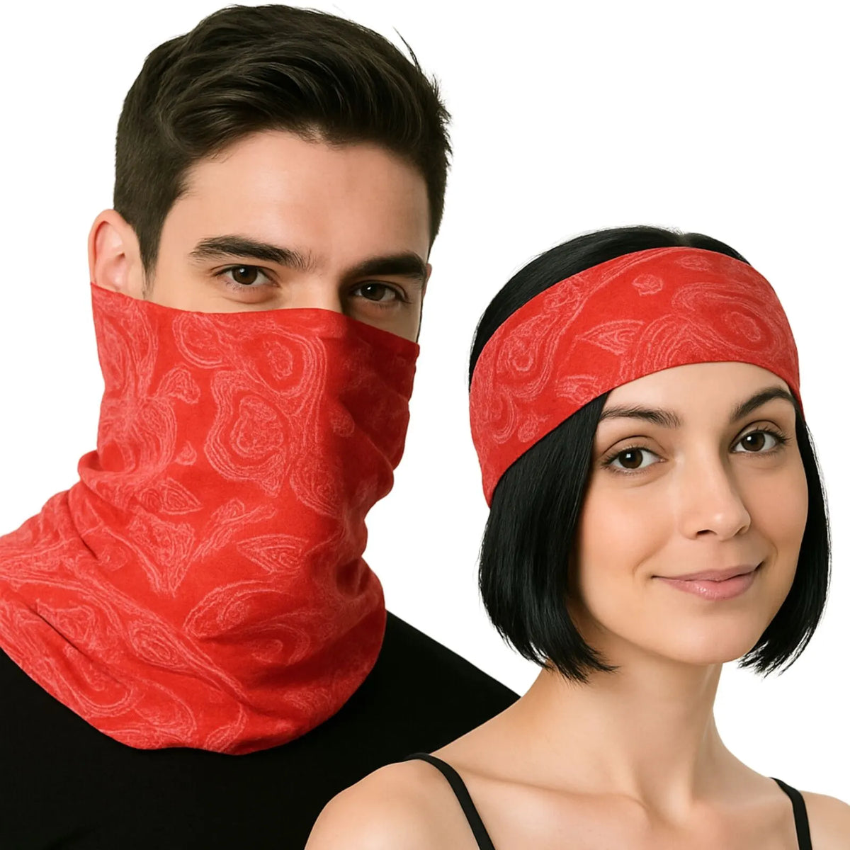 Seamless Tube Bandana Head Scarf Face Cover Mask Pattern Mask Neck Gaiter - Red - Image 2