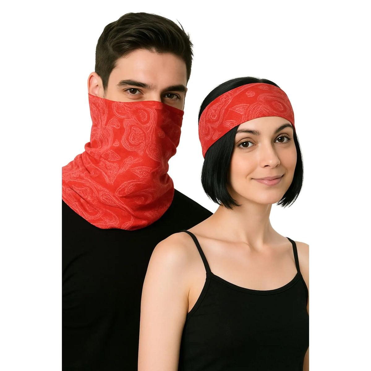 Seamless Tube Bandana Head Scarf Face Cover Mask Pattern Mask Neck Gaiter - Red - Image 3