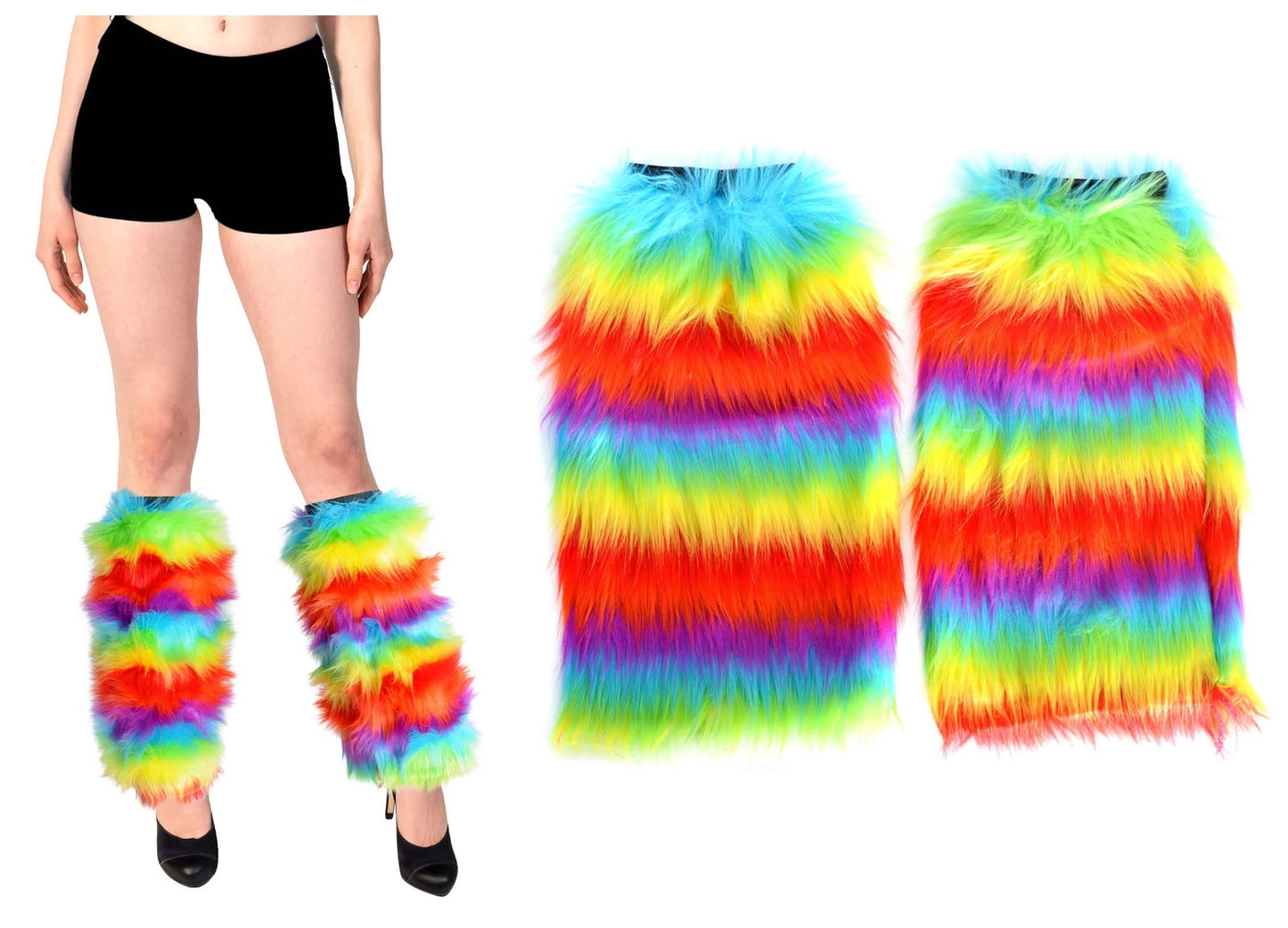 1 Pair Fluffy Leg Warmers Rainbow Gay Pride LGBTQ - Image 2