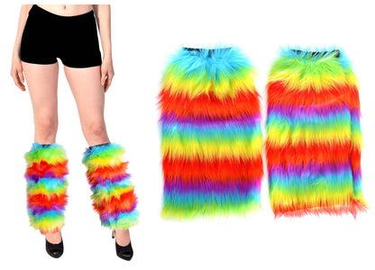 1 Pair Fluffy Leg Warmers Rainbow Gay Pride LGBTQ - Image 2