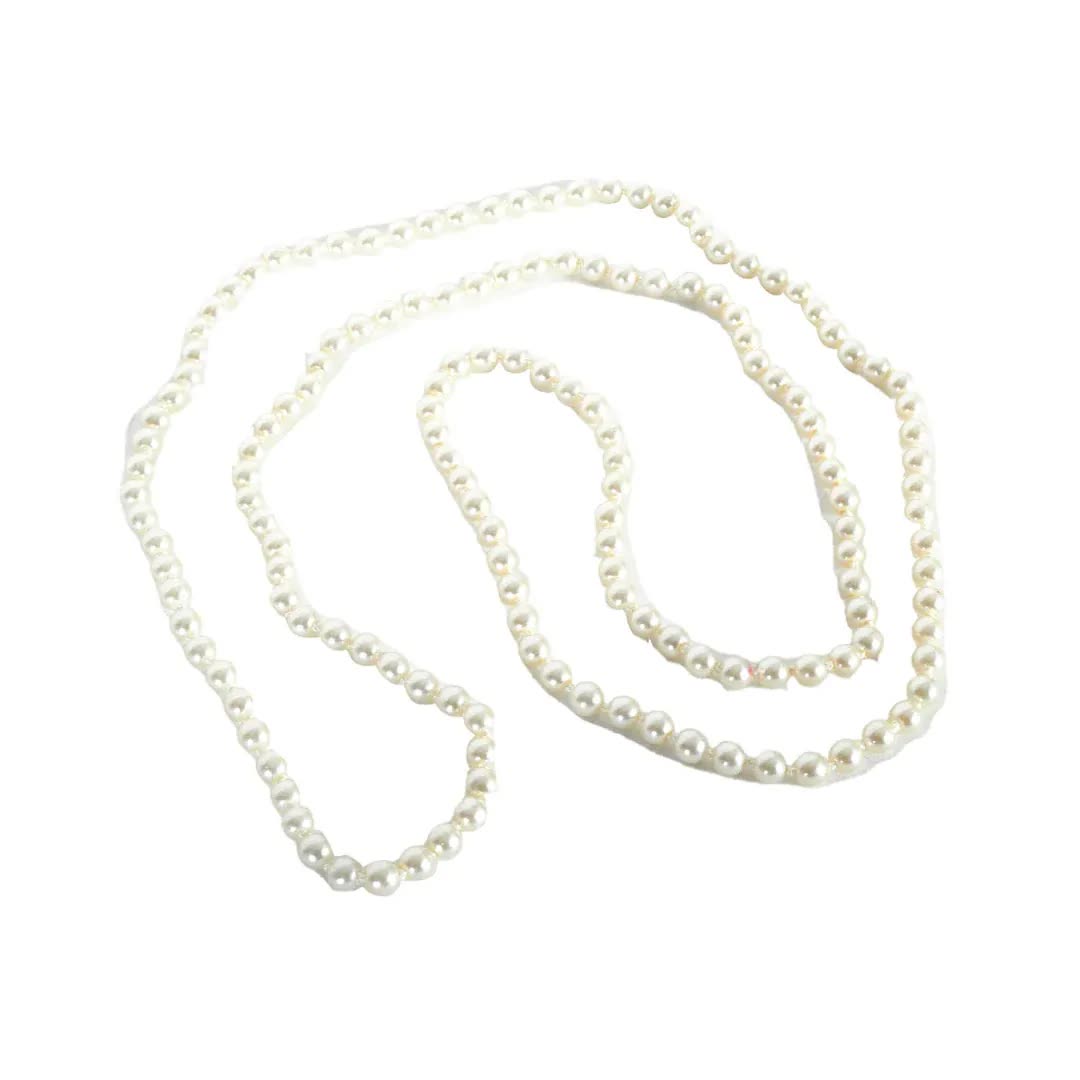 Long Faux Pearl Necklace – 1920s Flapper Costume Accessory or Vintage-Inspired Look - Image 2