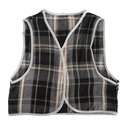 Childrens Grey Checkered Party Costume Vest Boys Kids Victorian, Cowboy or 1920s Style - Image 2