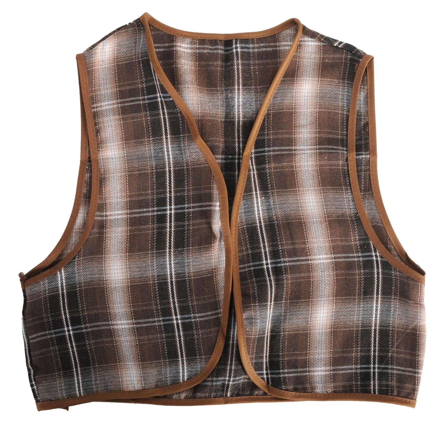 Childrens Brown Checkered Party Costume Vest Boys Kids Victorian, Cowboy or 1920s Style - Image 2