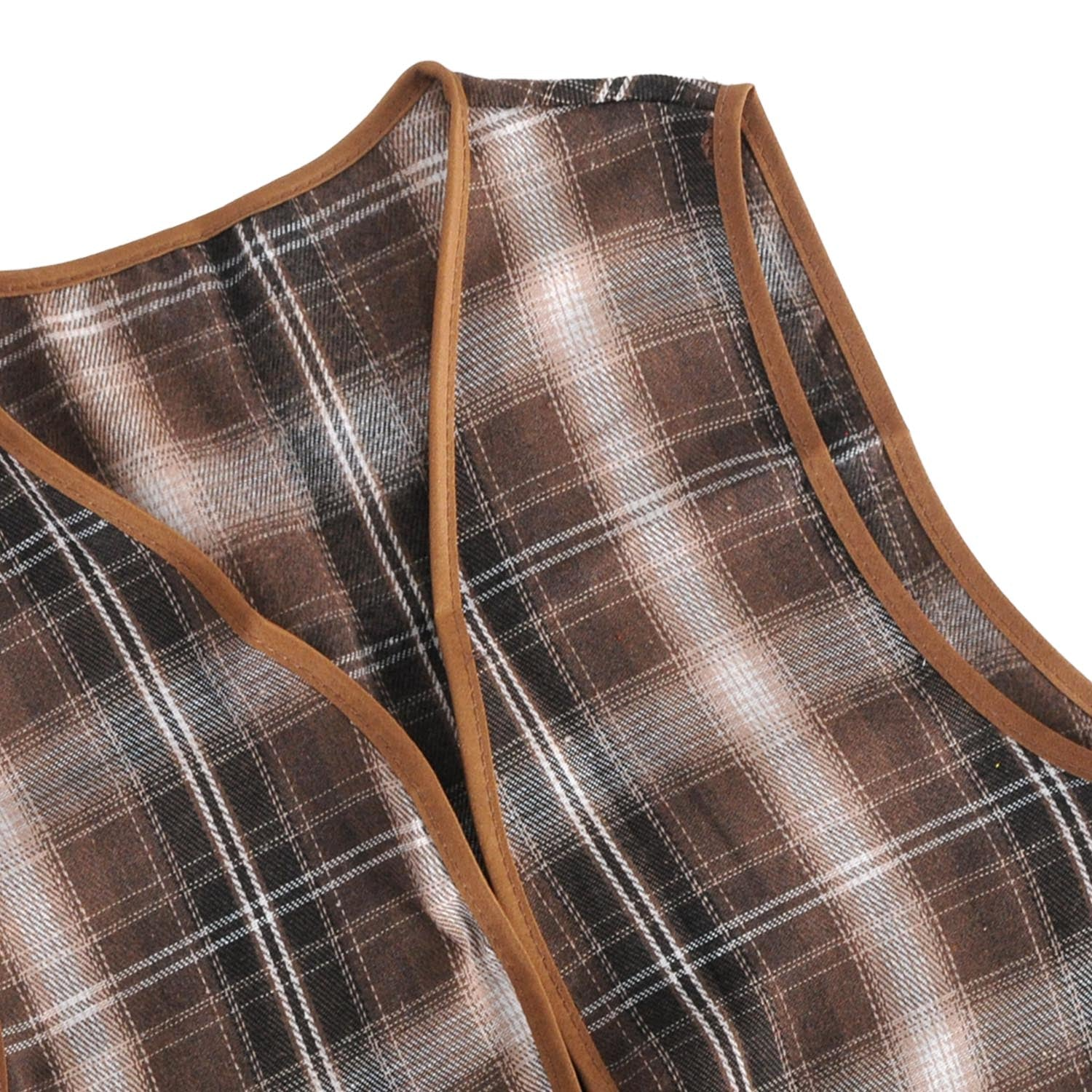 Childrens Brown Checkered Party Costume Vest Boys Kids Victorian, Cowboy or 1920s Style - Image 3