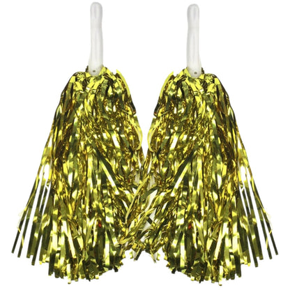 Yellow Metallic Cheerleading Pom Poms – Set of 12 with Easy-Grip Handles Australia Day - Image 3