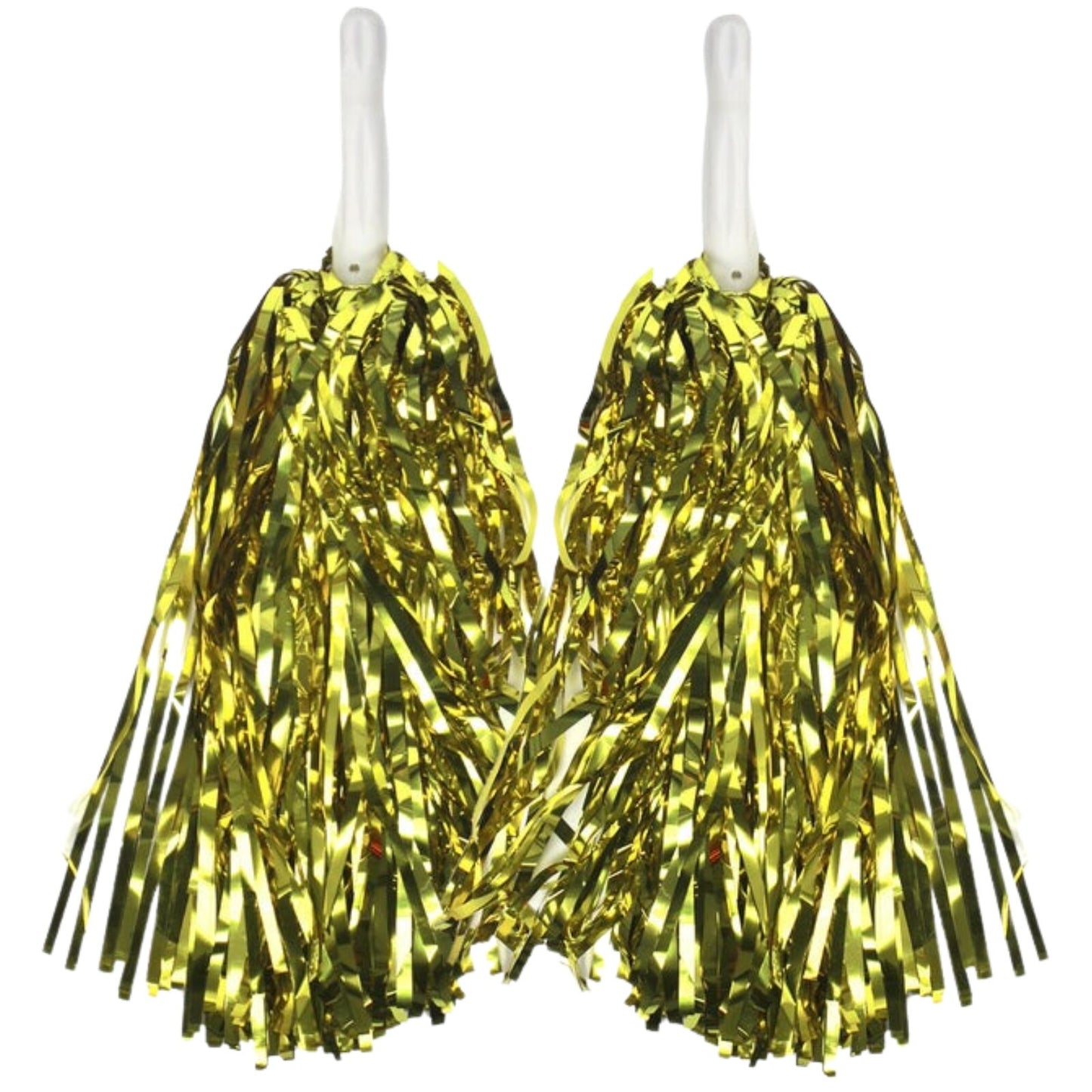 Green & Yellow Metallic Cheerleading Pom Poms – 2-Pack (1 Green Pair & 1 Yellow Pair) Australia Day - Image 3