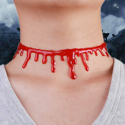 HALLOWEEN NECKLACE Red Drip Blood Choker Gothic Fashion Jewellery - Image 2