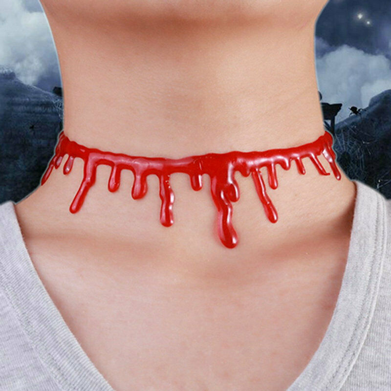 HALLOWEEN NECKLACE Red Drip Blood Choker Gothic Fashion Jewellery - Image 4
