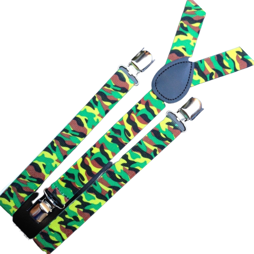 Army Camouflage Mens Suspenders Braces Adjustable Strong Clip On Camo - Image 2