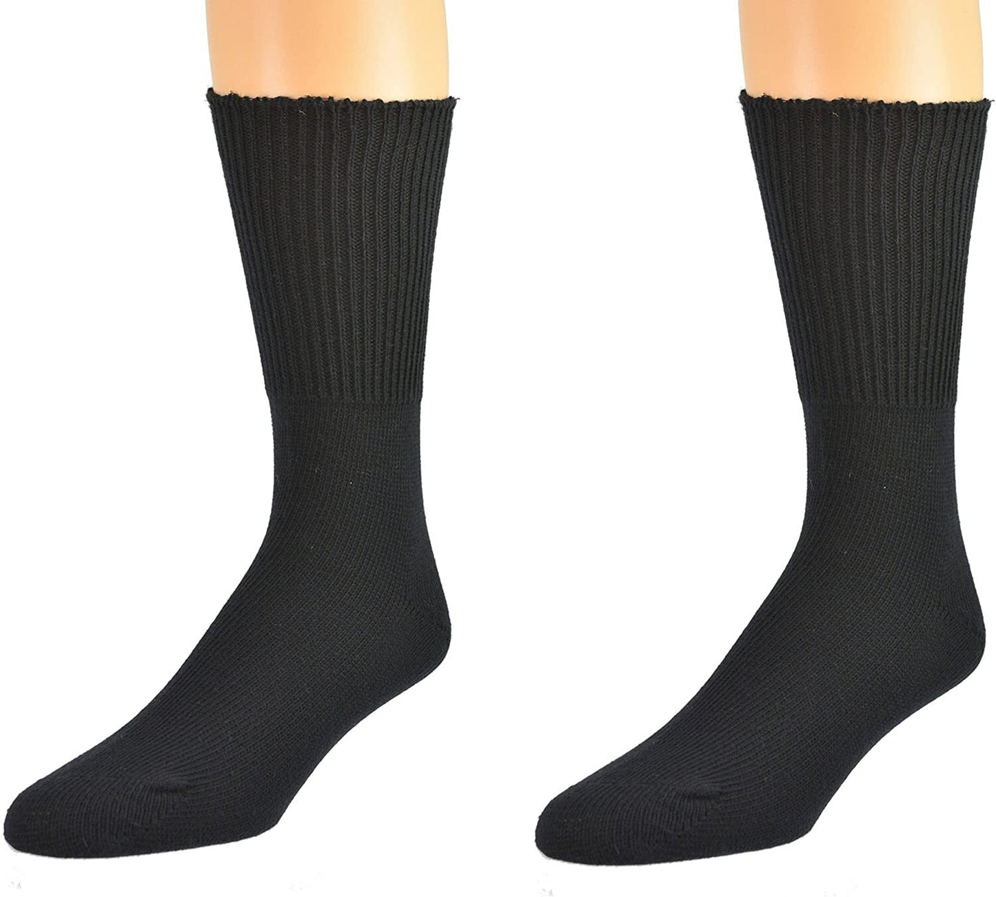 1 Pair DIABETIC BAMBOO Socks Work Socks Medical Loose Top Crew Cushion BLACK - 11-14 - Image 3
