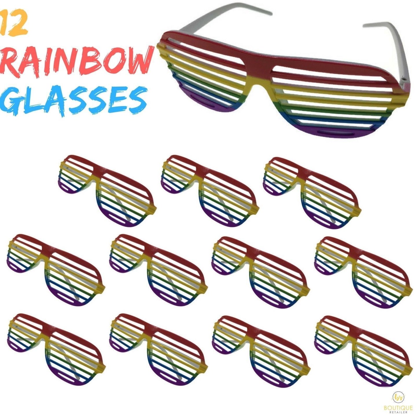 12x RAINBOW GLASSES Sunglasses Mardi Gras Gay Pride LGBT Party Costume BULK - Image 2