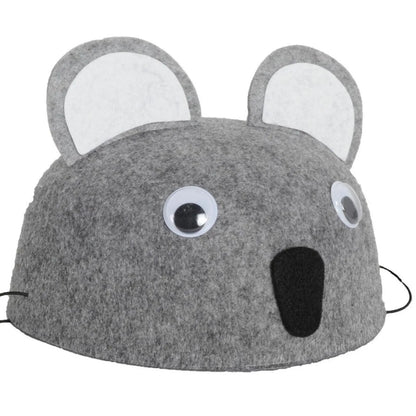 1x 55cm Koala Animal Hat Costume Accessory | Felt | Elastic Chin Strap | Australian Theme - Image 2