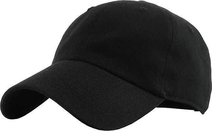PLAIN BASEBALL CAP Hat Adjustable Blank Party Costume Curved Classic - Black - Image 2