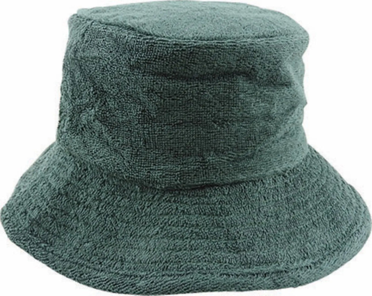 Terry Towelling Bucket Hat Daggy Fishing Camping Retro Aussie Lad Cap - Bottle Green - Image 2