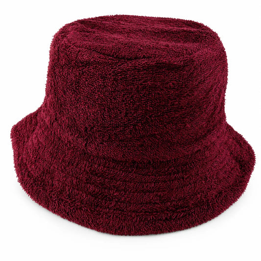 Terry Towelling Bucket Hat Daggy Fishing Camping Retro Aussie Lad Cap - Maroon