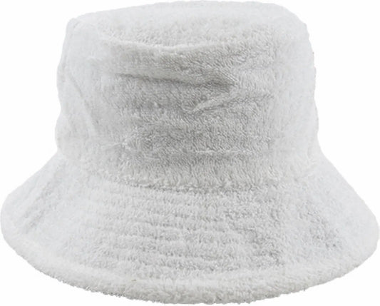 Terry Towelling Bucket Hat Daggy Fishing Camping Retro Aussie Lad Cap - White