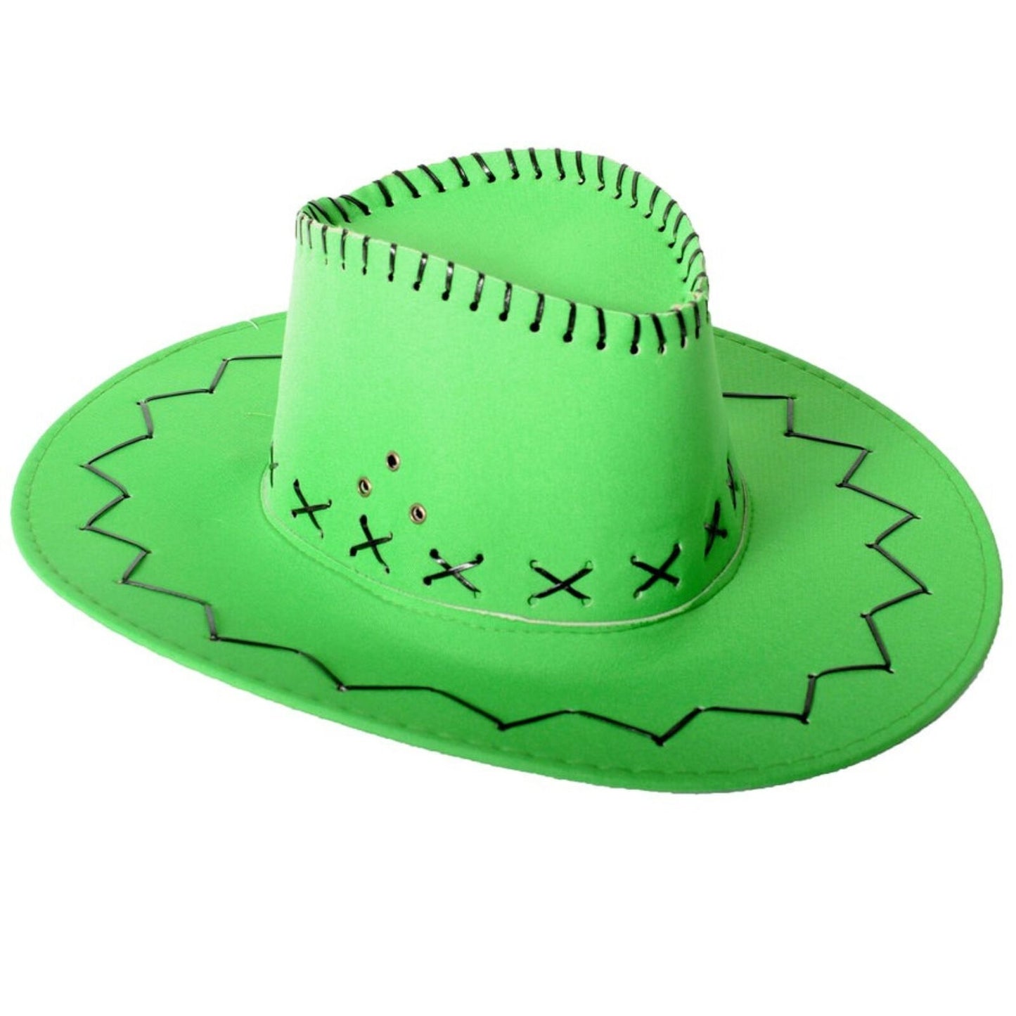 Fluro Green Cowboy Hat with Adjustable Chin Cord – Fun Western-Themed Australia Day - Image 2