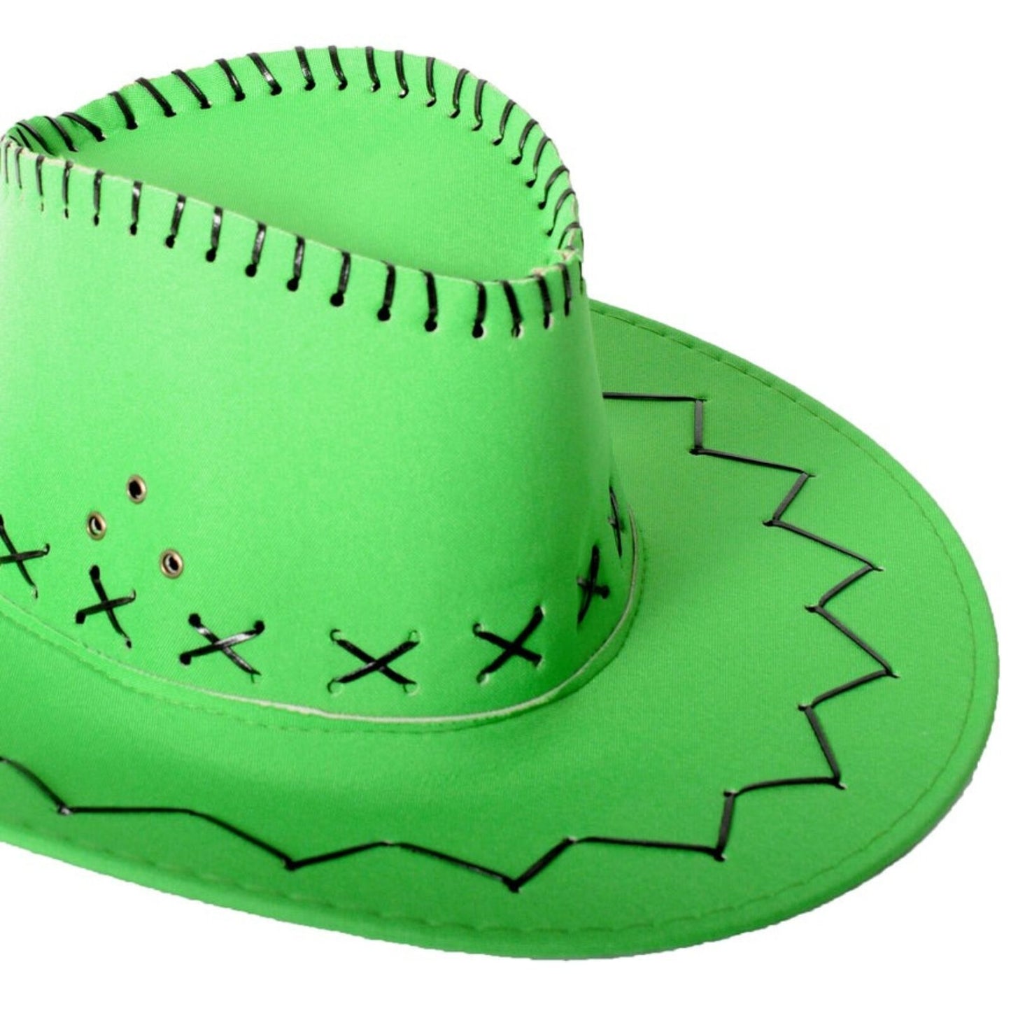 Fluro Green Cowboy Hat with Adjustable Chin Cord – Fun Western-Themed Australia Day - Image 3