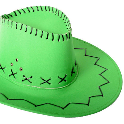 Fluro Green Cowboy Hat with Adjustable Chin Cord – Fun Western-Themed Australia Day - Image 3