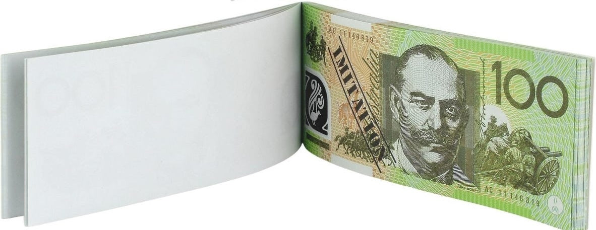 100 Dollar Australian Souvenir Note Pad Fake AUD Money - 1 Pack of 50 Sheets - Image 3