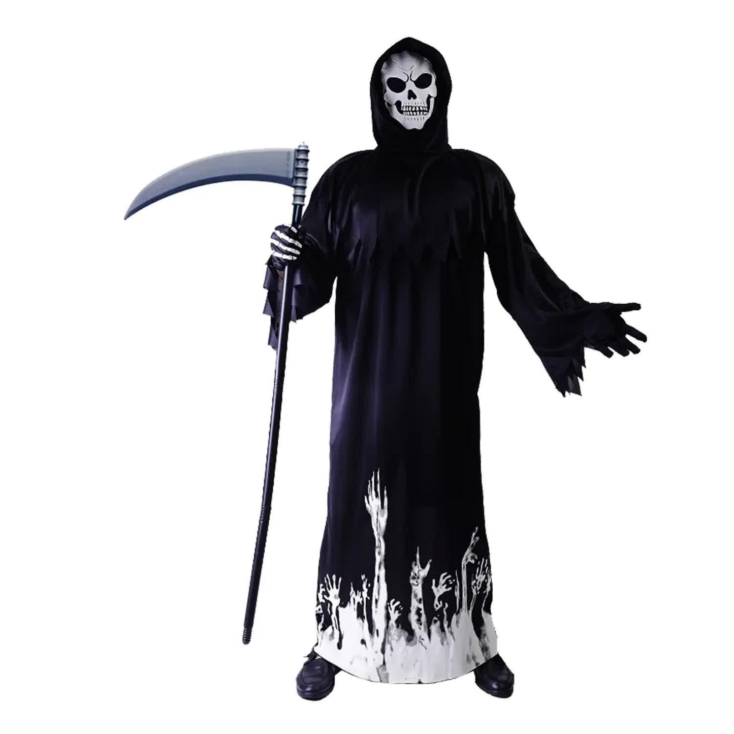 Scary Adult Glow in the Dark Party Costume Skeleton Reaper Halloween - Image 2