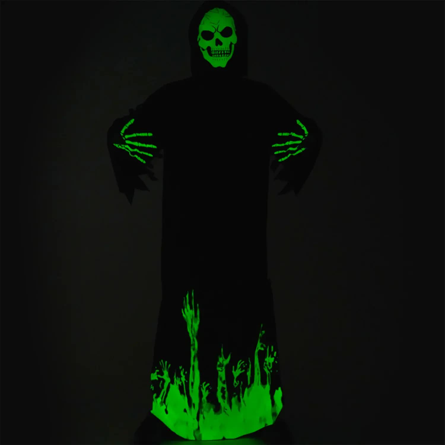 Scary Adult Glow in the Dark Party Costume Skeleton Reaper Halloween - Image 3