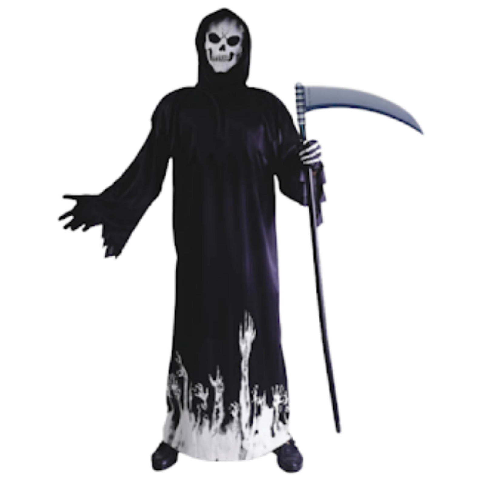 Scary Adult Glow in the Dark Party Costume Skeleton Reaper Halloween - Image 5