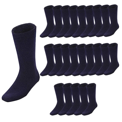 24 Pairs BAMBOO SOCKS Mens Heavy Duty Premium Thick Work Socks Cushion BULK - Navy Blue - Image 2