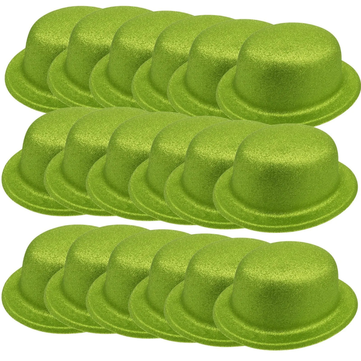 24x GLITTER BOWLER HAT Fancy Party Plastic Costume Cap Fun Dress Up Sparkle BULK - Lime Green - Image 2