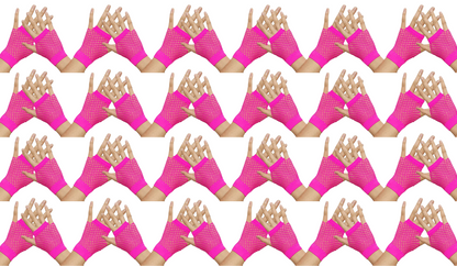 24 Pair Fishnet Gloves Fingerless Wrist Length 70s 80s Costume Party - Hot Pink - Image 2