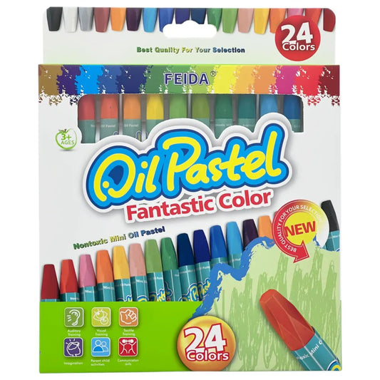 24x Mini Crayons Arts Crafts Colouring Drawing Non-Toxic Pens Pastels (Multi-Colours)