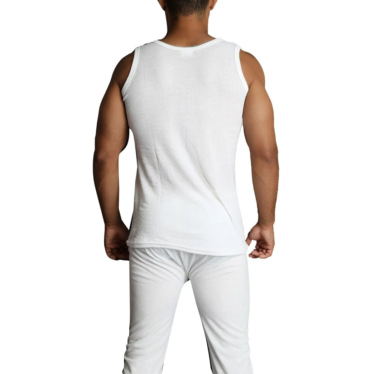 2pcs Set Mens Merino Wool Blend Thermal Singlet Top & Pants Underwear Thermals - Beige - Image 5