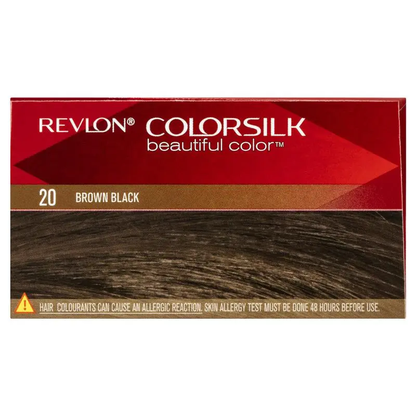 Revlon ColorSilk 20 Brown Black Permanent 3D Hair Colour w/ Keratin - Brown/Black - Image 4