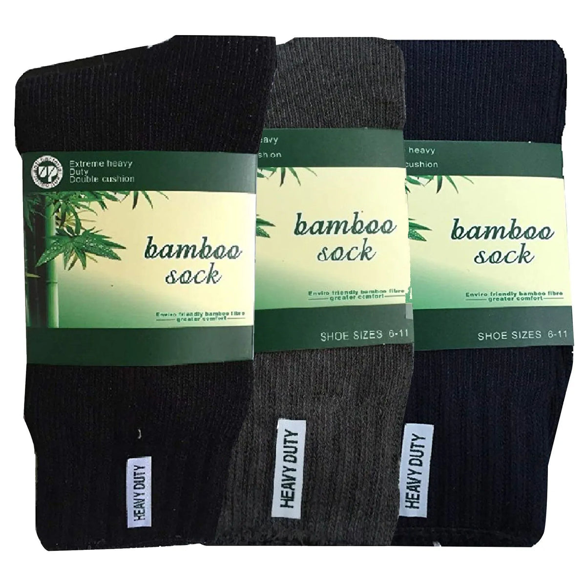 3 Pairs BAMBOO SOCKS Mens Heavy Duty Premium Thick Work Socks Cushion BULK - Assorted Colour Pack - Image 3