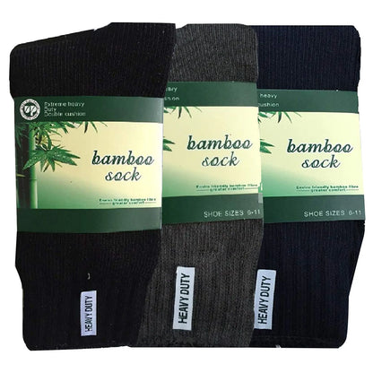 3 Pairs BAMBOO SOCKS Mens Heavy Duty Premium Thick Work Socks Cushion BULK - Assorted Colour Pack - Image 3